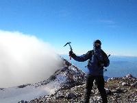 Etna, 3343 m. G.Cavallo in vetta al cratere di Nord/Est.